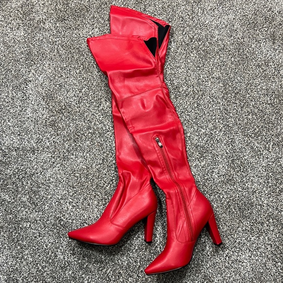 Red Thigh High Over the Knee Boots - 8.5 - Picture 2 of 13